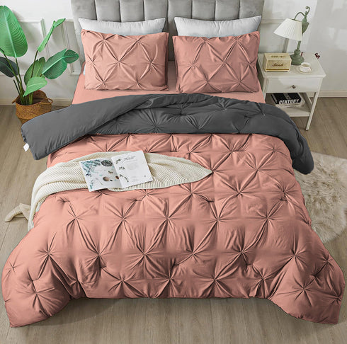 The White Moss Rosalie Reversible Pinch Pleat comforter with 2 pillow covers